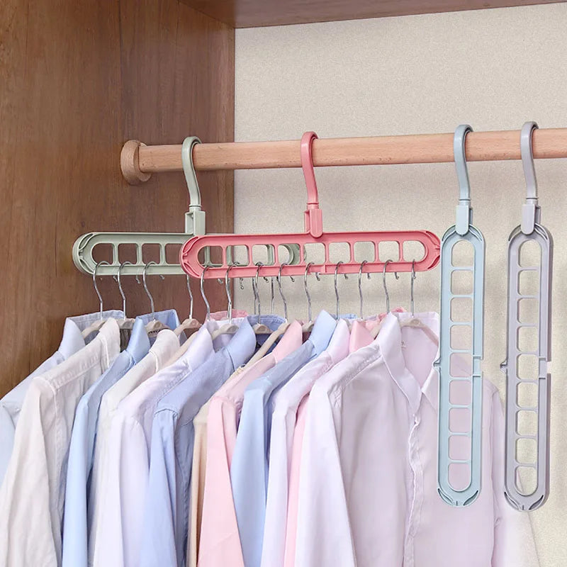 Custom Color Multifunctional Plastic Hanger Space-Saving 9 Holes Hanger for Cloths Wardrobe Storage Rack