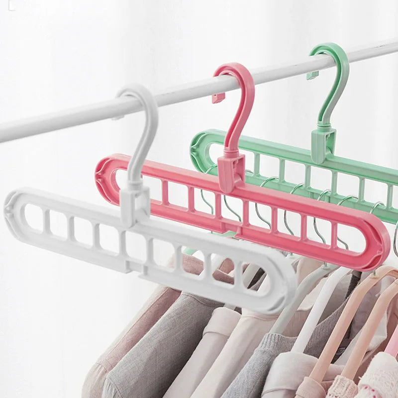 Custom Color Multifunctional Plastic Hanger Space-Saving 9 Holes Hanger for Cloths Wardrobe Storage Rack