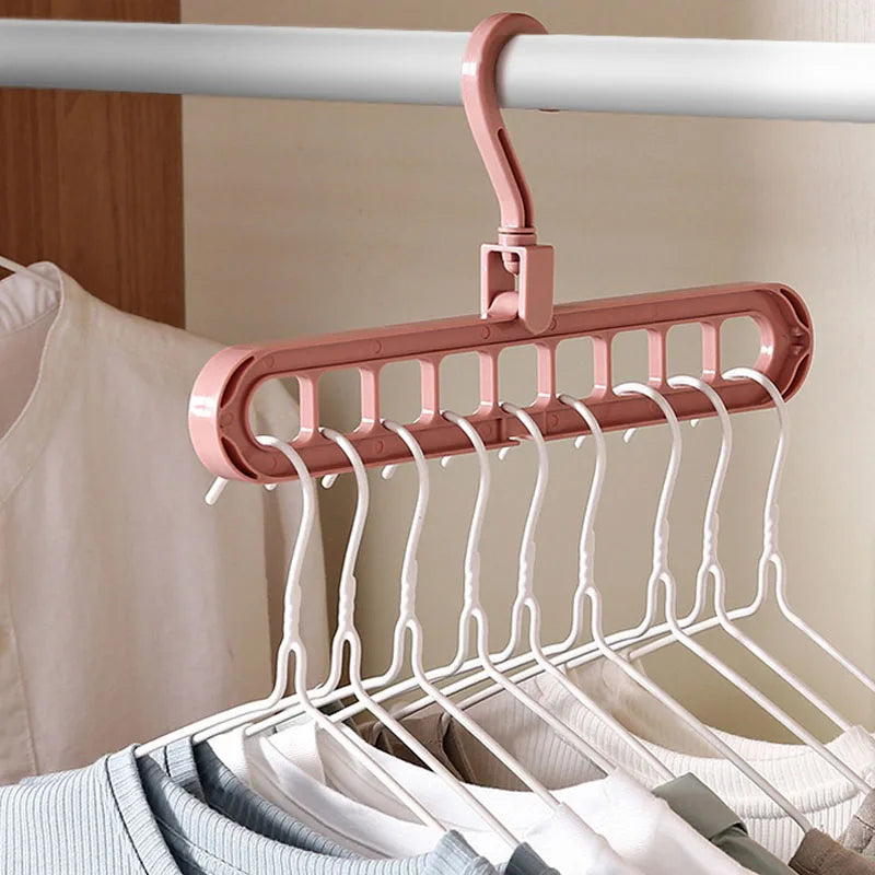 Custom Color Multifunctional Plastic Hanger Space-Saving 9 Holes Hanger for Cloths Wardrobe Storage Rack