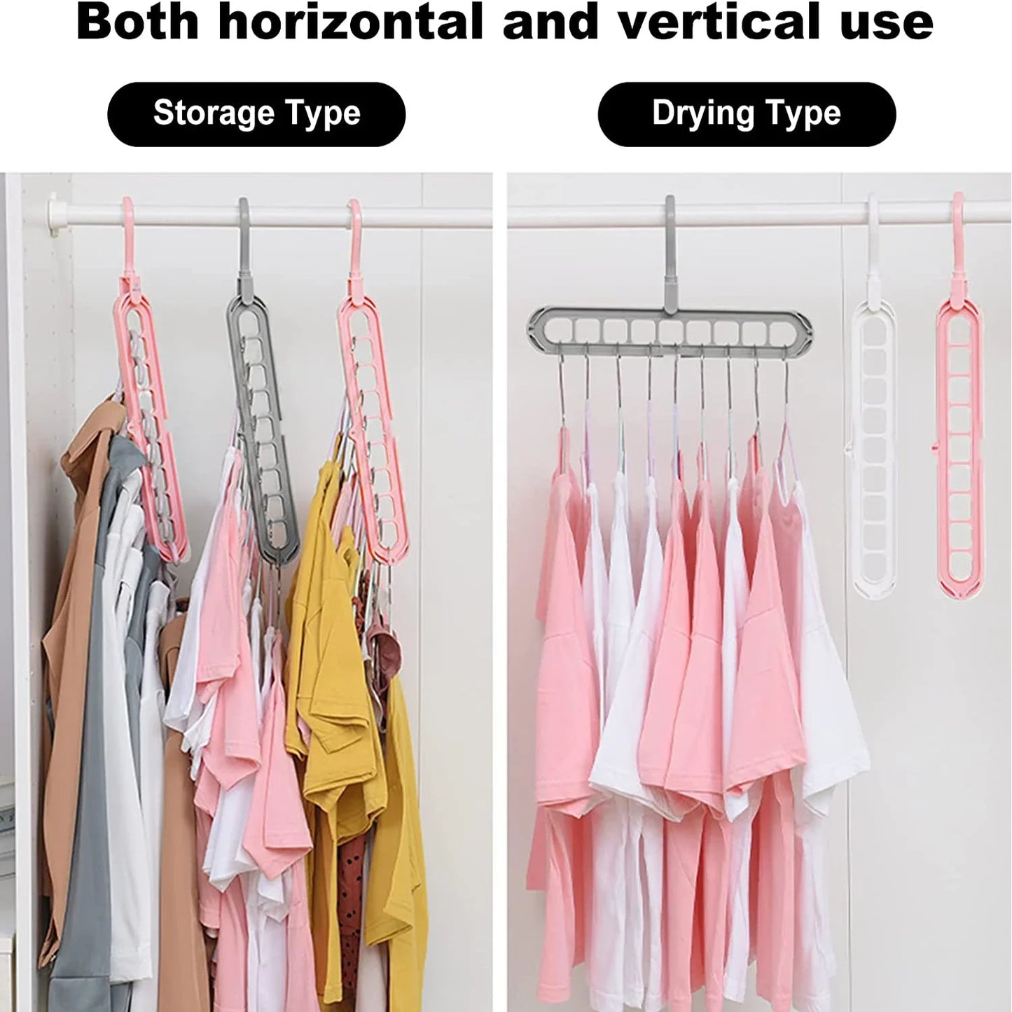 Custom Color Multifunctional Plastic Hanger Space-Saving 9 Holes Hanger for Cloths Wardrobe Storage Rack