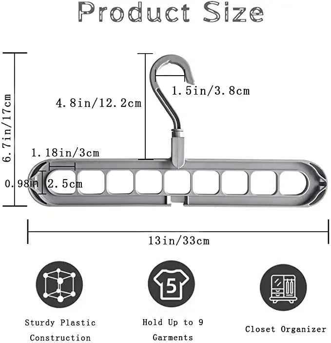 Custom Color Multifunctional Plastic Hanger Space-Saving 9 Holes Hanger for Cloths Wardrobe Storage Rack